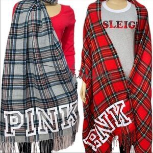 Lot of 2 Victorias Secret pink Cozy Large Scarves
